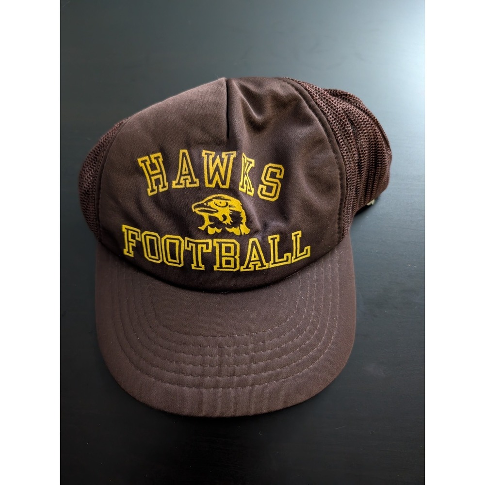 Vintage HAWKS FOOTBALL Snapback Mesh Trucker Hat‎ Brown OSFM YoungAn
